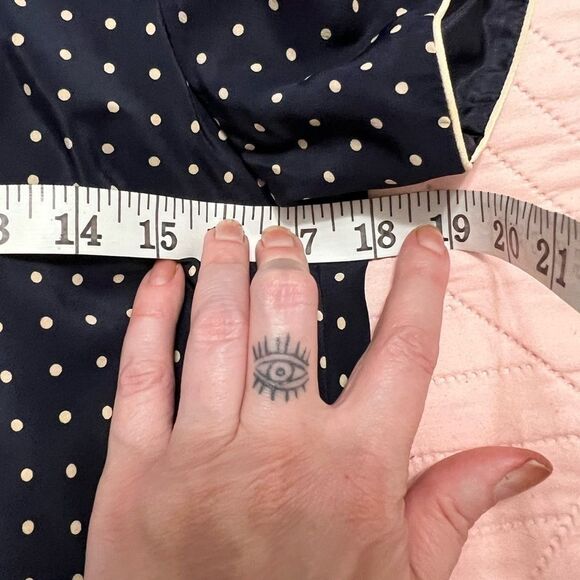 90s Vision Apparel Silk Dot
Dress 6 medium blue and cream midi - Picture 8 of 12